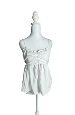 Love Tree Womens White Sweethwart Babydoll Cami Peplum Tank Top Coquette Medium
